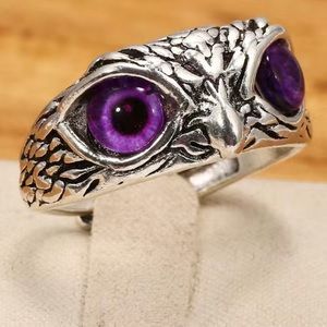 Brand NEW Purple Demon Eye Antique Alloy Owl Ring